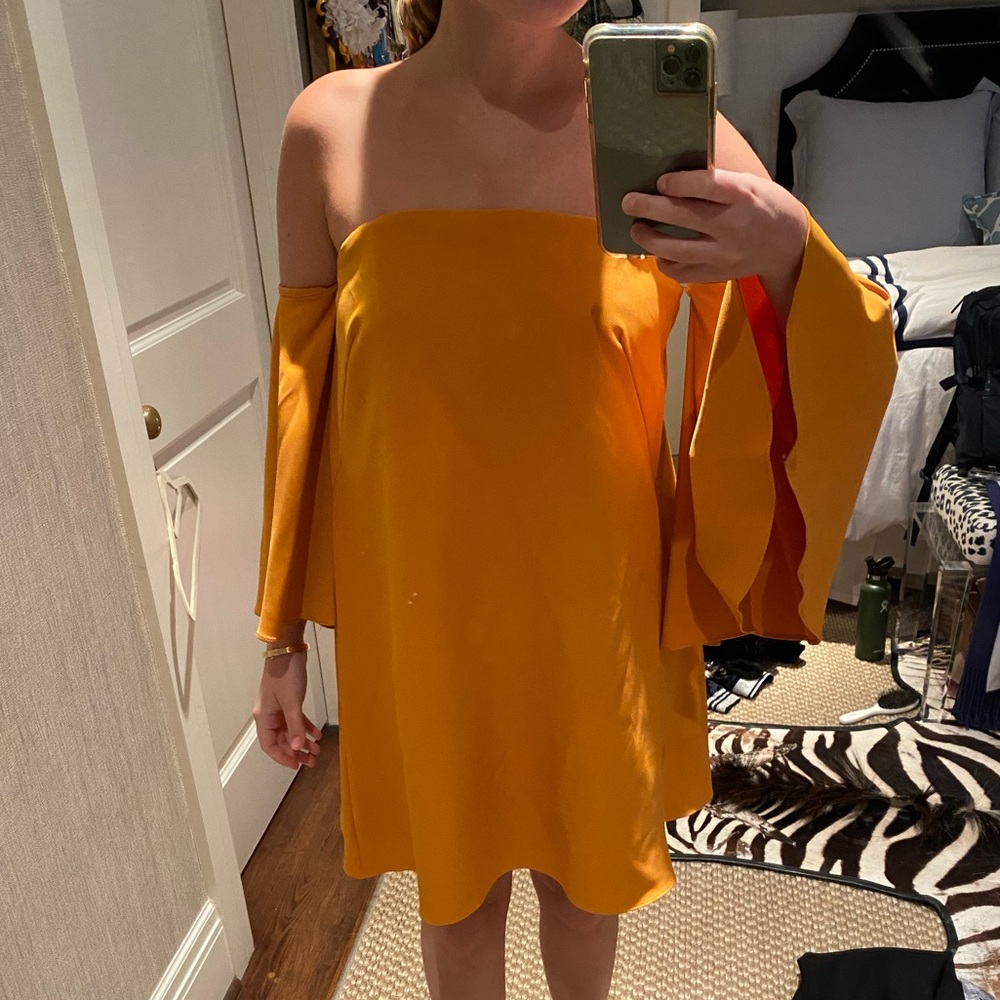 Milly yellow/orange Cady mini dress 2